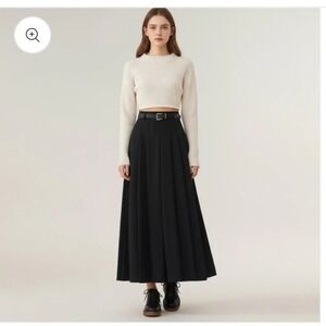 Anna Kaci Black Pleated Skirt Women Size M, NWT